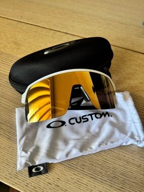 Oakley Custom Shield Sunglasses - White Frame with Gold Lens